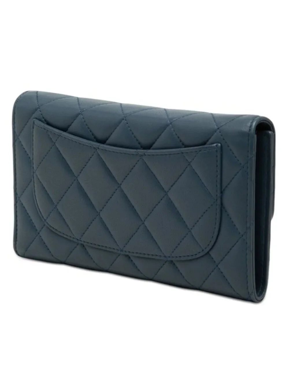 Chanel Quilted CC Logo Wallet Navy Lambskin